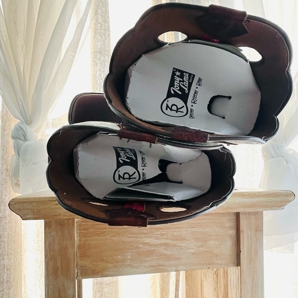 Tony Lama Tall White and Brown Western Boots - Picture 3 of 9